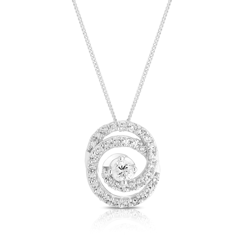 Main Image 1 of 9ct White Gold 0.25ct Lab Grown Diamond Interlink Circle Pendant 18&quot; Necklace