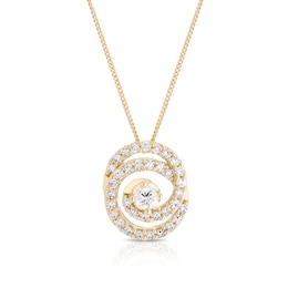 9ct Yellow Gold 0.25ct Lab Grown Diamond Interlink Circle Pendant 18&quot; Necklace