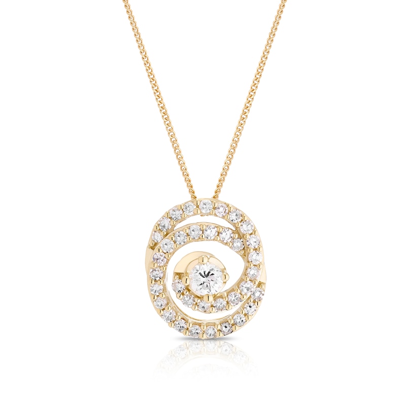 Main Image 1 of 9ct Yellow Gold 0.25ct Lab Grown Diamond Interlink Circle Pendant 18" Necklace