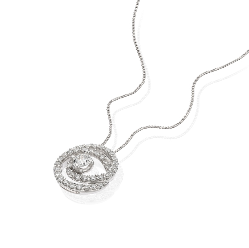 Main Image 2 of 9ct White Gold 0.40ct Lab Grown Diamond Interlink Circle Pendant 18" Necklace