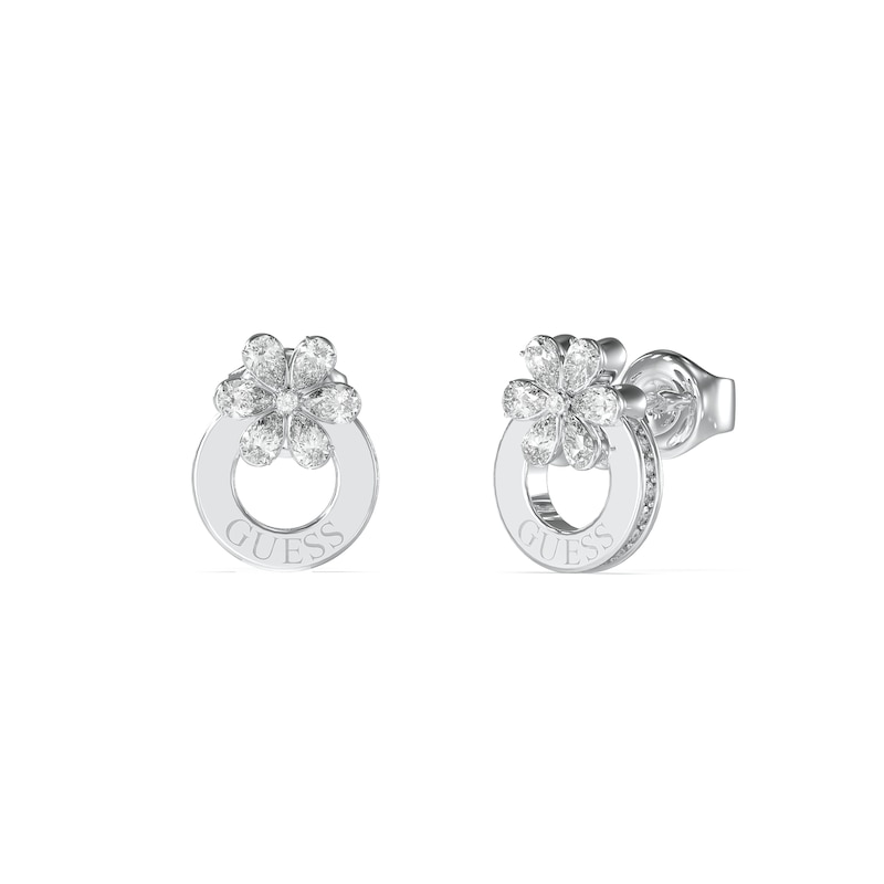 Main Image 1 of Guess Lily Flower Silver Tone 12mm Stud Earrings