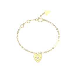 Guess 14mm Heart Charm Gold Tone Bracelet