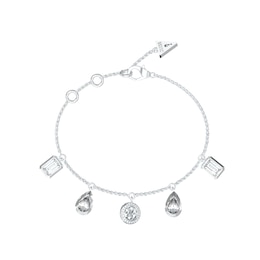 Guess Charm & 4G Detail Silver Tone Charm Bracelet