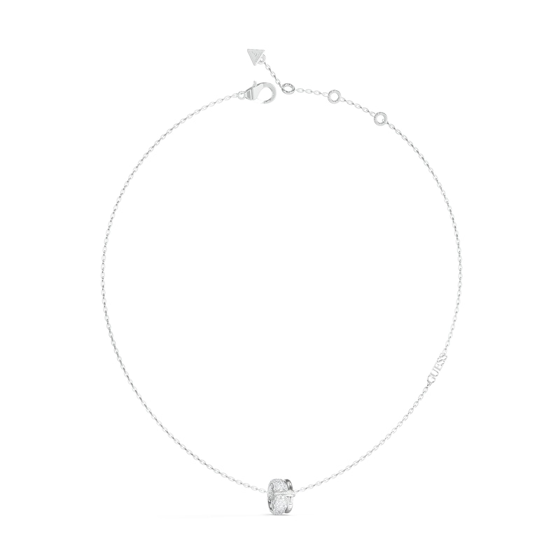 Main Image 1 of Guess Jungle Circle Pavé Set Silver Tone 16-18&quot; Necklace