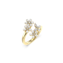 Guess Lily Multi flowers Detail Gold Tone Ring