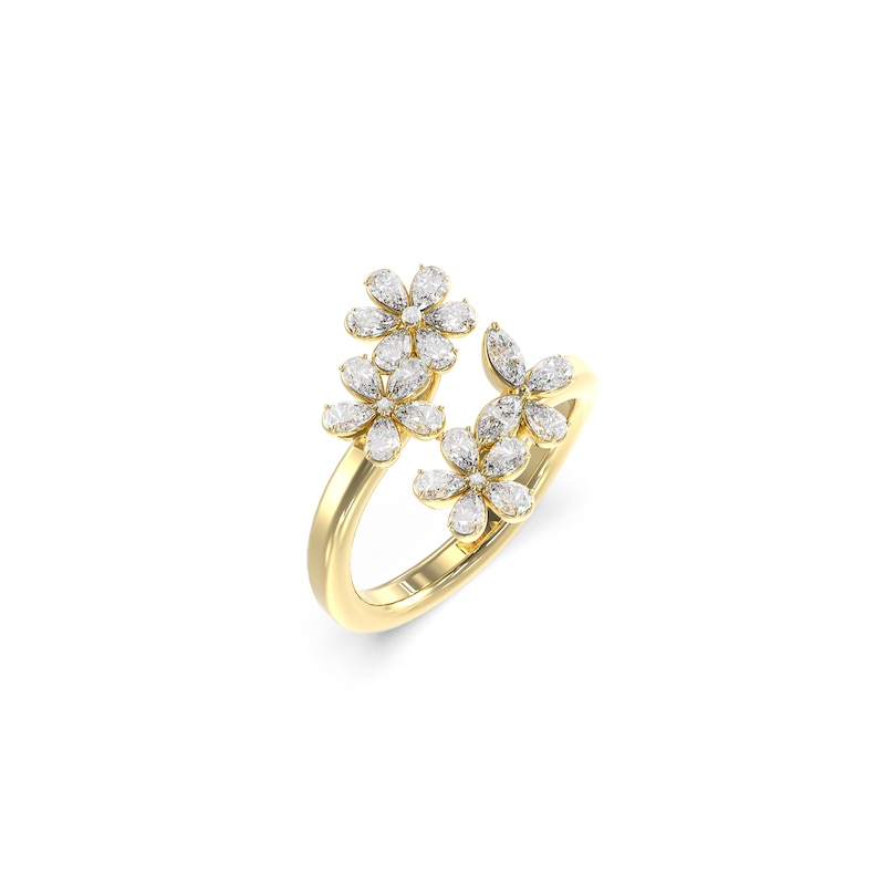 Main Image 1 of Guess Lily Multi flowers Detail Gold Tone Ring