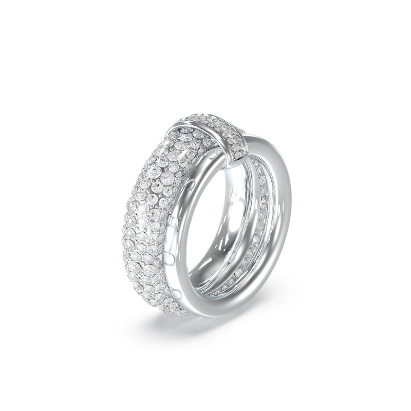 Main Image 1 of Guess Jungle Circle Pavé Set Silver Tone 8mm Ring