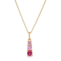 Sterling Silver Rose Gold Plated Pink Cubic Zirconia Pendant Necklace