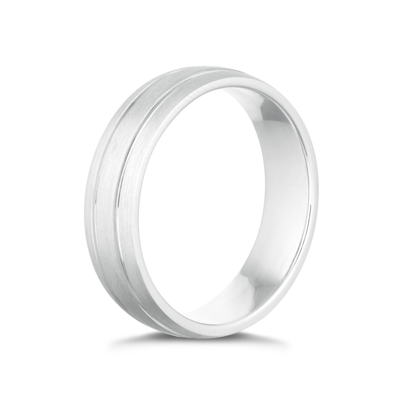 Men's Sterling Silver Polished Ridge Edge 6mm Wedding Ring | H.Samuel