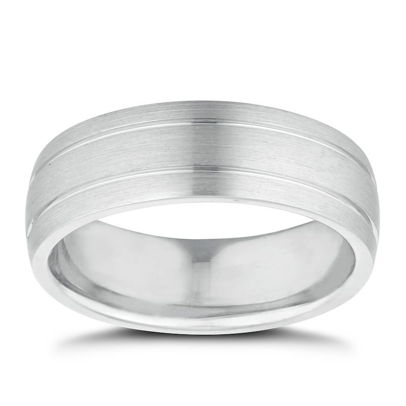 Men's Sterling Silver 7mm Matt & Polished Ring