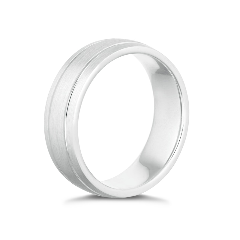 Men's Sterling Silver 7mm Matt & Polished Ring | H.Samuel