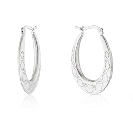 Silver Plated Diamond Cut Hoop Earrings