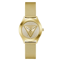 Guess Ladies' Glitz Dial Gold Tone Mesh Bracelet Watch