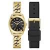 Thumbnail Image 1 of Guess Ladies' Black Dial Gold Tone Bracelet Watch & Extra Black Silicone Strap