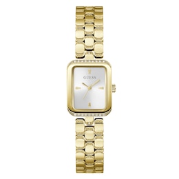 Guess Ladies' Silver Dial Gold Tone Stainless Steel Bracelet Watch