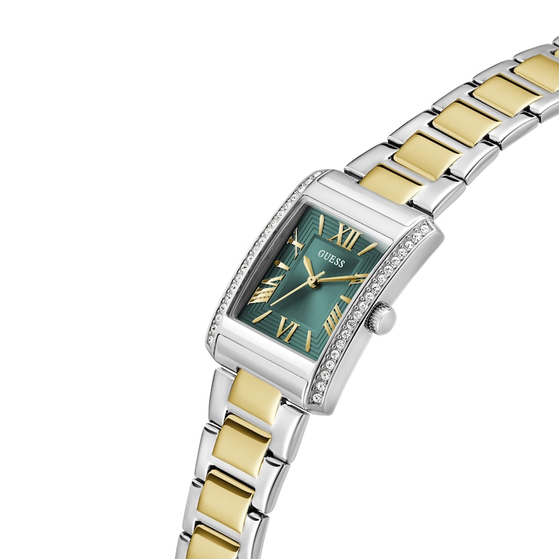 Main Image 4 of Guess Ladies' Rectangular Green Dial Two Tone Stainless Steel Bracelet Watch