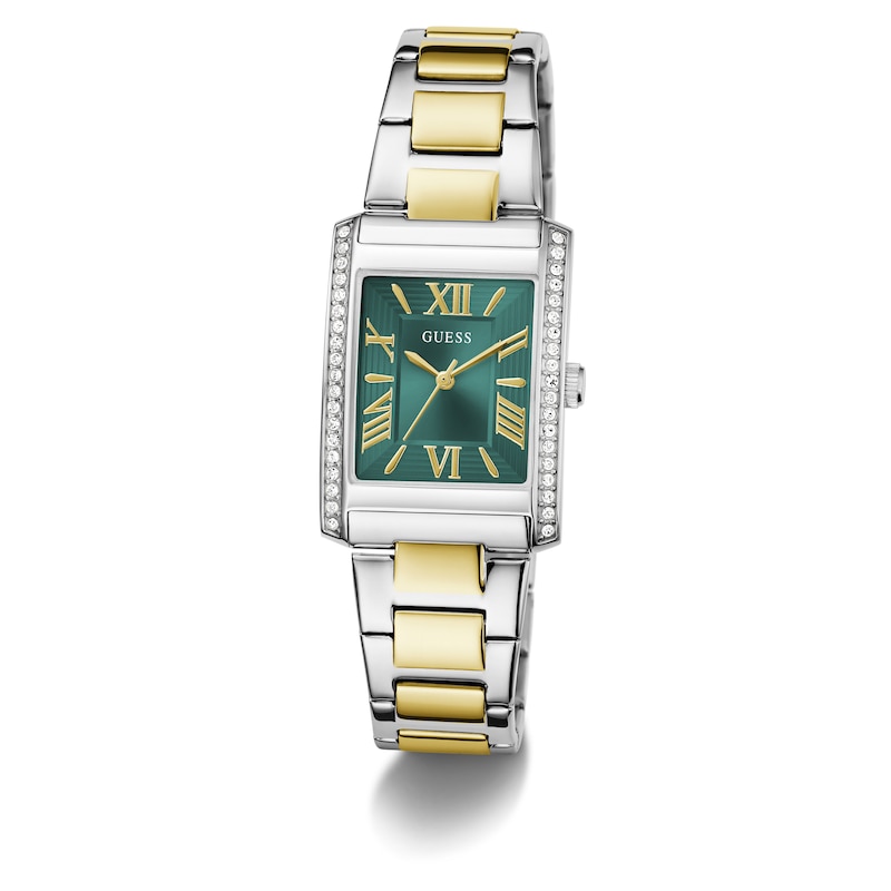 Main Image 5 of Guess Ladies' Rectangular Green Dial Two Tone Stainless Steel Bracelet Watch