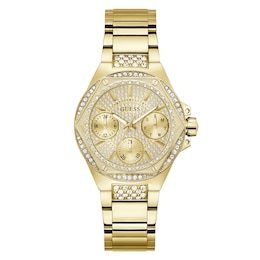 Guess Ladies' Stone Set Gold Tone Bracelet Watch