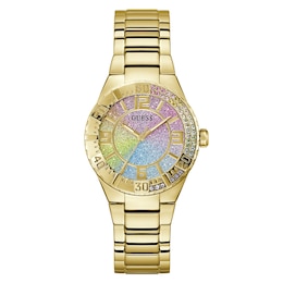 Guess Ladies' Sparkle Dial Gold Tone Stainless Steel Bracelet Watch