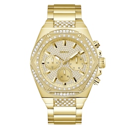 Guess Men's Stone Set Gold Tone Bracelet Watch