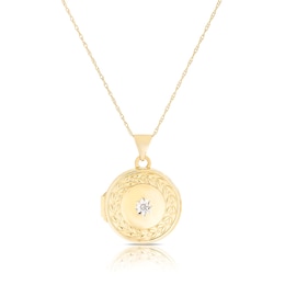 9ct Yellow Gold Round Diamond Patterned Locket