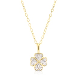 Sterling Silver Yellow Gold Plated Cubic Zirconia Clover Pendant Necklace