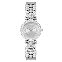 Guess Ladies' Silver Bow Detail Dial Stainless Steel Bracelet Watch