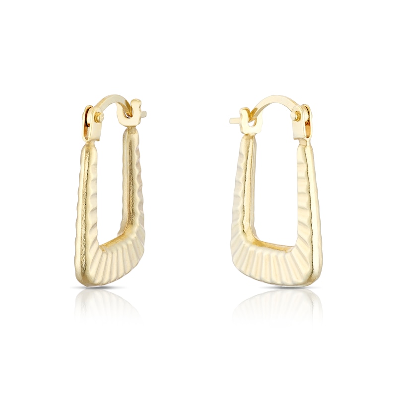 Main Image 1 of 9ct Yellow Gold Ribbed Creole Hoop Earrings