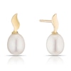 Thumbnail Image 1 of 9ct Yellow Gold Cultered Freshwater Pearl Curved Drop Earrings