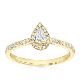 9ct Yellow Gold 0.33ct Diamond Pear Halo Ring