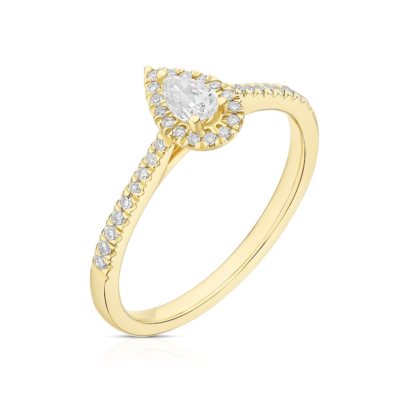 Main Image 2 of 9ct Yellow Gold 0.33ct Diamond Pear Halo Ring