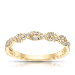 9ct Yellow Gold 0.15ct Diamond Twisted Eternity Ring