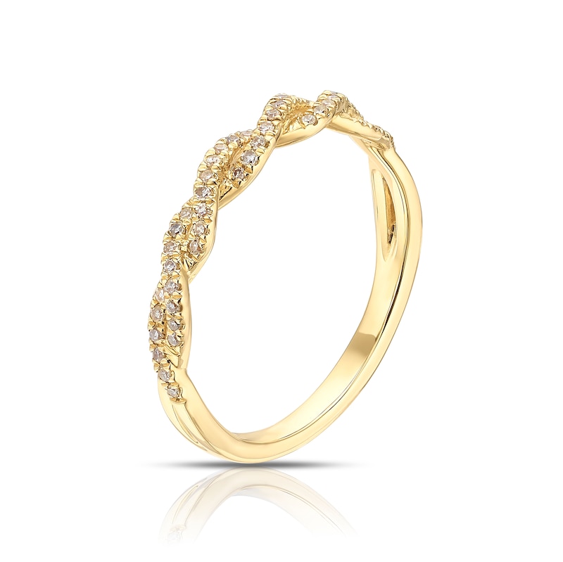 Main Image 2 of 9ct Yellow Gold 0.15ct Diamond Twisted Eternity Ring