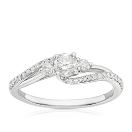 9ct White Gold 0.40ct Diamond Twist Trilogy Ring