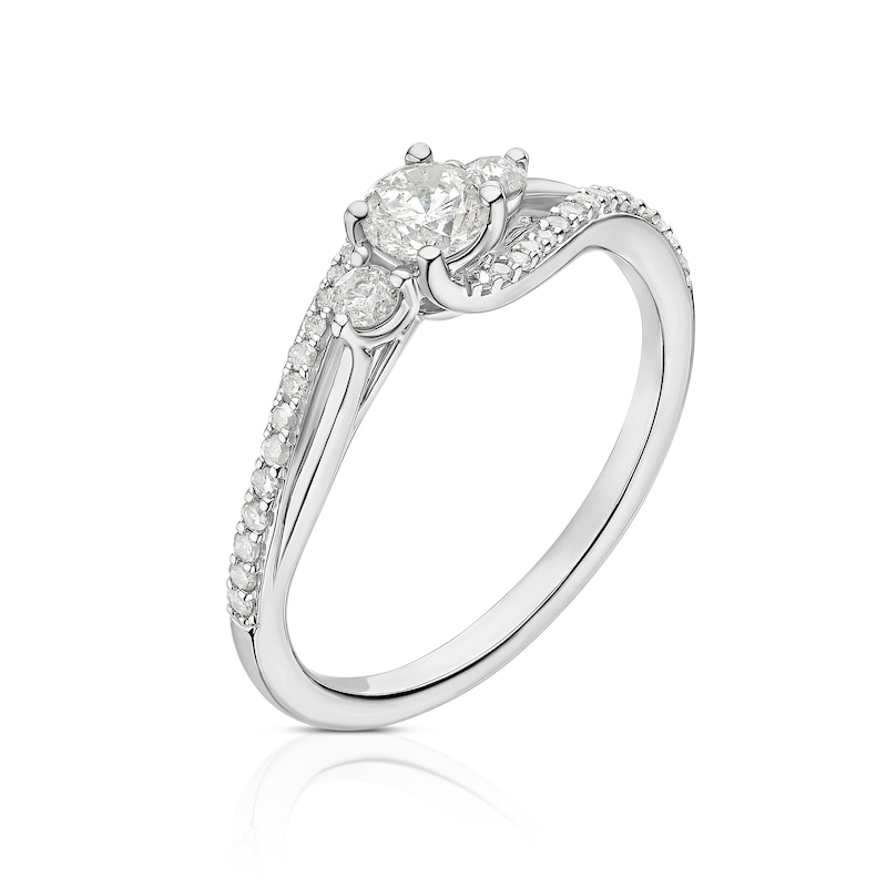 Main Image 2 of 9ct White Gold 0.40ct Diamond Twist Trilogy Ring