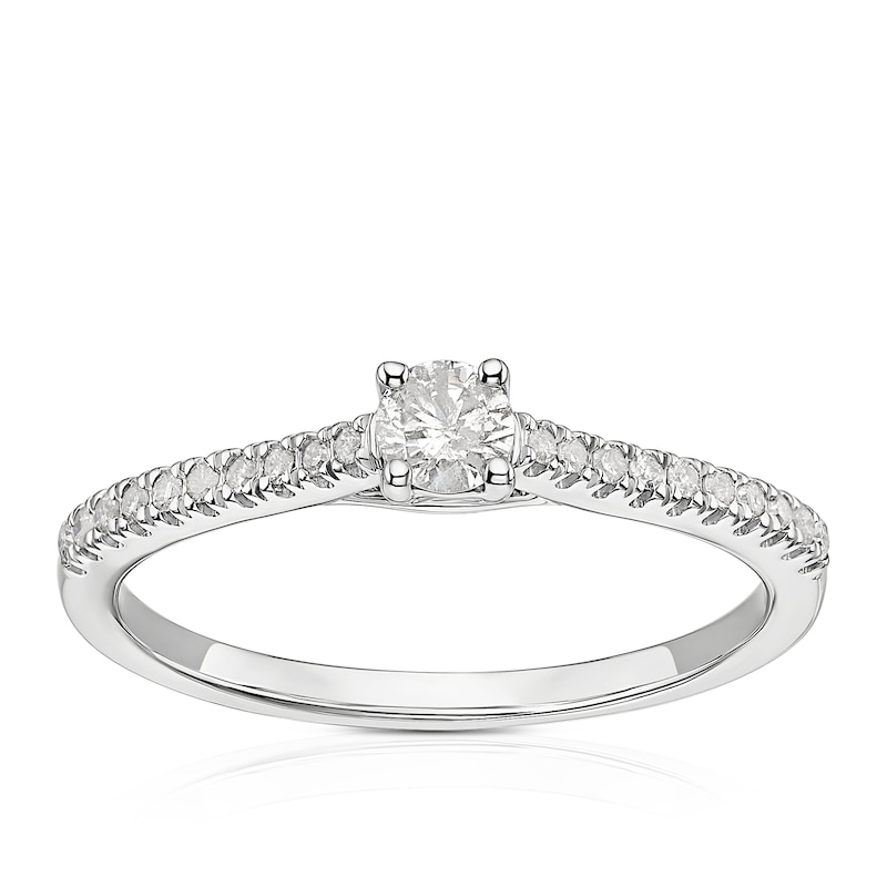 Main Image 1 of 9ct White Gold 0.25ct Diamond Solitaire Ring