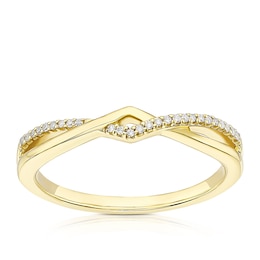 9ct Yellow Gold Diamond Crossover Eternity Ring