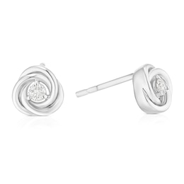 Sterling Silver 0.10ct Diamond Knot Stud Earrings