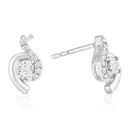 9ct White Gold 0.12ct Diamond Twist Stud Earrings