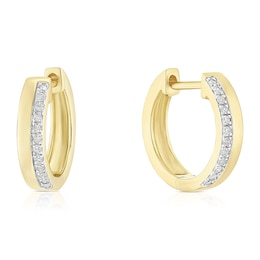 9ct Yellow Gold 0.15ct Diamond Hoop Earrings