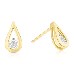 9ct White Gold Diamond Pear Solitaire Stud Earrings