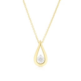 9ct Yellow Gold Diamond Pear Pendant Necklace