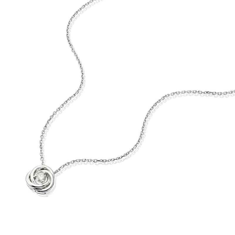 Main Image 2 of Sterling Silver 0.10ct Diamond Knot Pendant Necklace