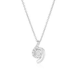 9ct White Gold 0.10ct Diamond Twist Pendant Necklace