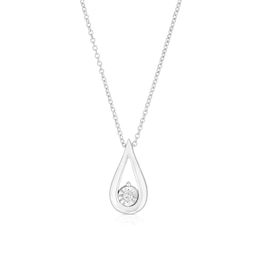 9ct White Gold Diamond Pear Pendant Necklace