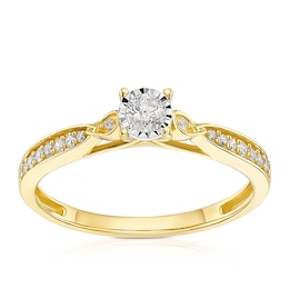 9ct Yellow Gold 0.20ct Diamond Illusion Set Solitaire Ring