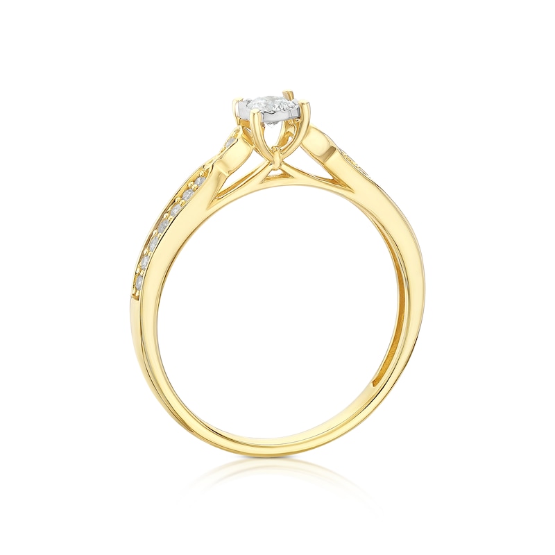 Main Image 3 of 9ct Yellow Gold 0.20ct Diamond Illusion Set Solitaire Ring