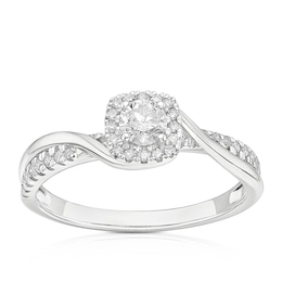 9ct Yellow Gold 0.33ct Diamond Cushion Halo Ring