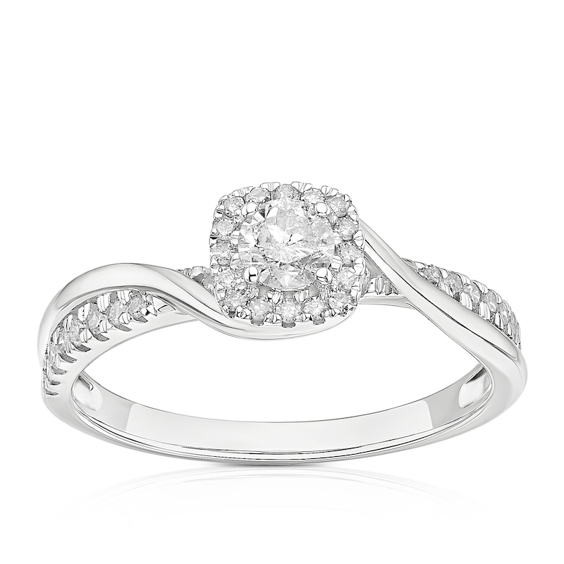 Main Image 1 of 9ct Yellow Gold 0.33ct Diamond Cushion Halo Ring