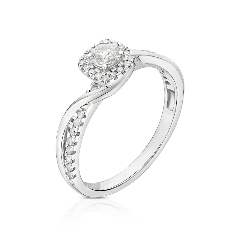 Main Image 2 of 9ct Yellow Gold 0.33ct Diamond Cushion Halo Ring